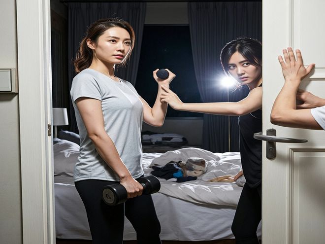 球速体育平台瑜伽女锻练寝室门深夜被撬开她手握哑铃看清突入者后僵住了(图2)